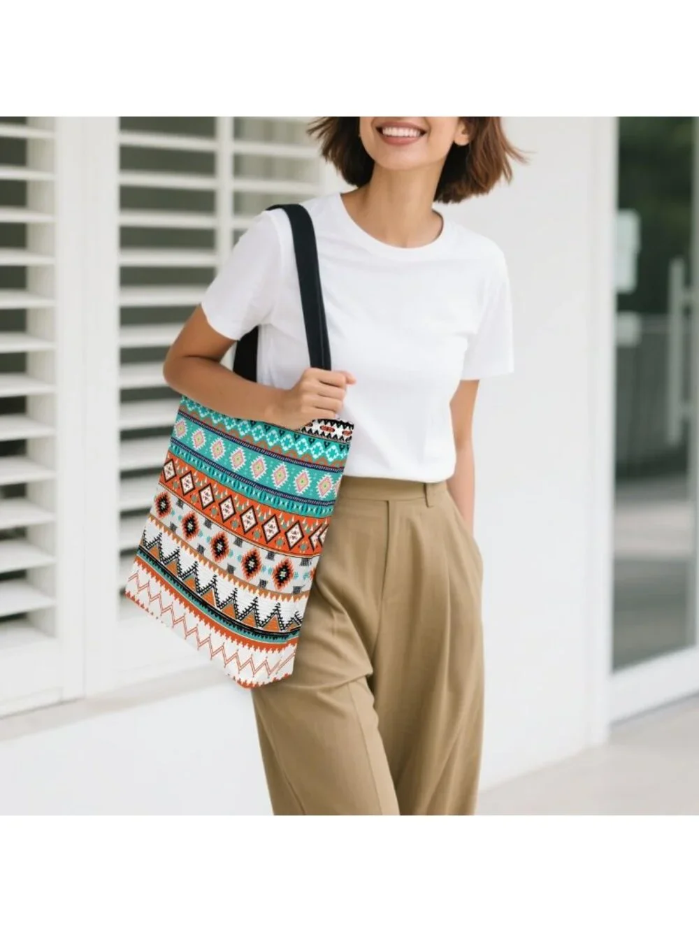 Stylish Canvas Tote Bag for Women - Casual Grocery Shopping & Everyday Use